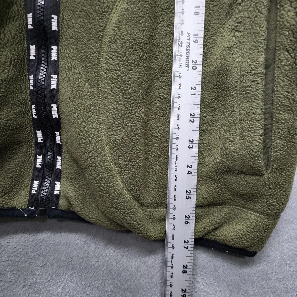 PINK Victoria's Secret‎ Women Jacket L Olive Green Fleece Reversible